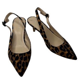 Marc Fisher Leopard Animal Print Jovanni Slingback Kitten Heels Sz 8 1/2